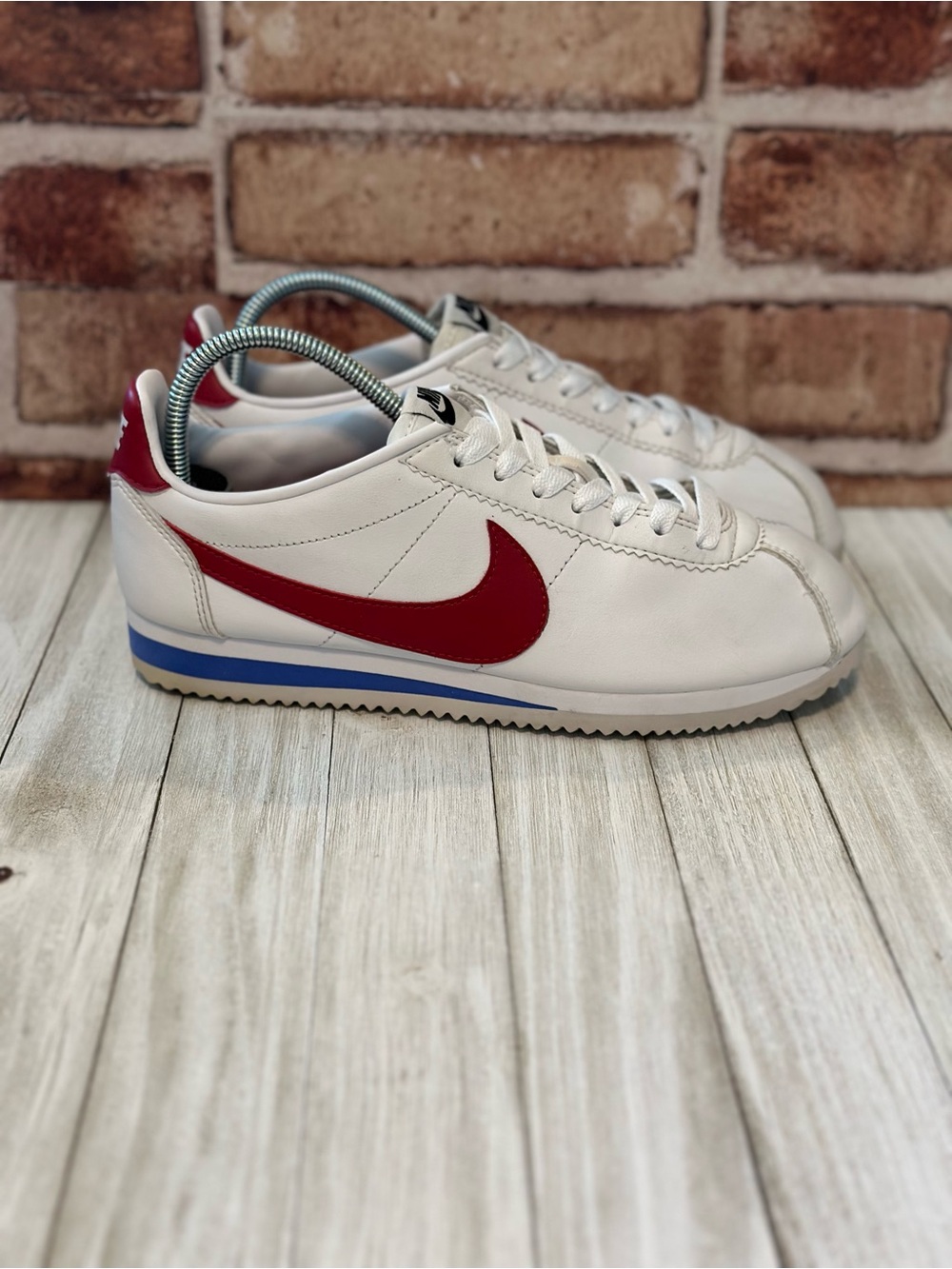 Nike Cortez Forrest Gump Women 7.5 White Red Blue Leather Sneakers 807471-103